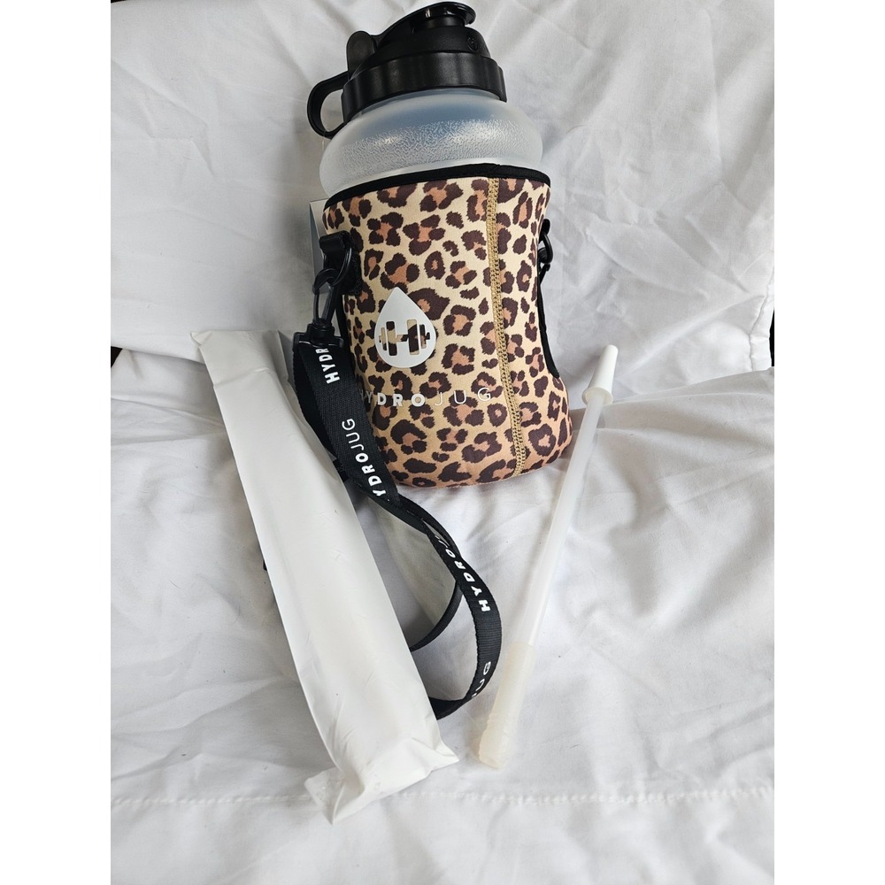 HYDROJUG Bundle 73oz Jug with Sleeve & 2 Straws In Clear Leopard Cheetah